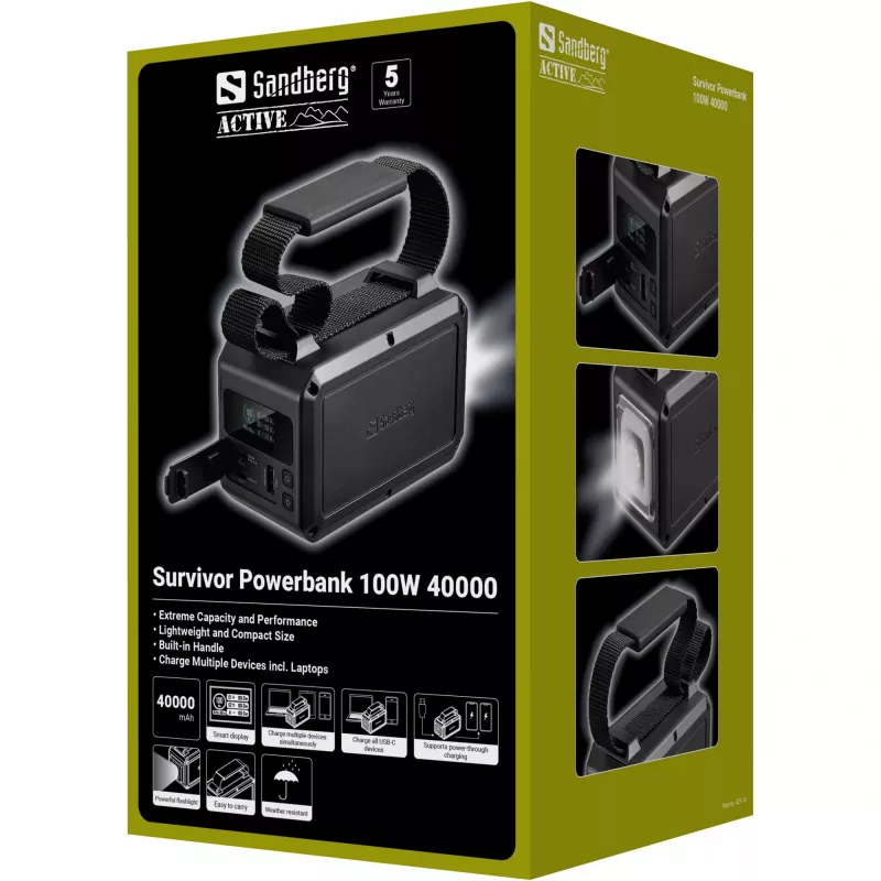 Nešiojama išorinė baterija Sandberg Survivor 100W 40000mAh
