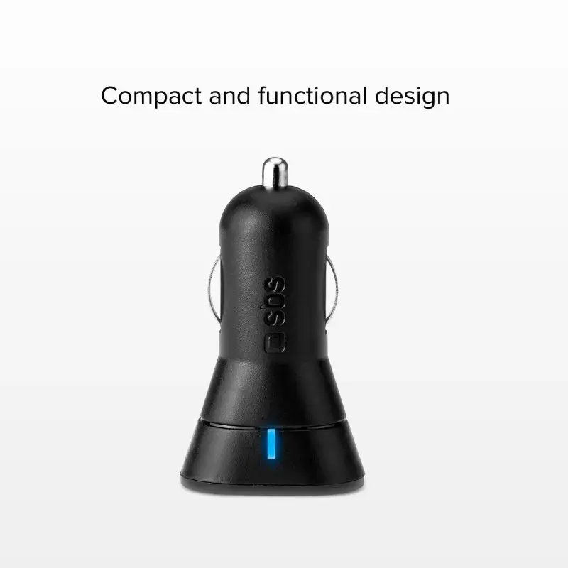 Automobilinis kroviklis SBS Mobile TECR2USB24AFAST — automobilinis USB kroviklis, maitinimas iš cigarečių žiebtuvėlio, universalus, juodas
