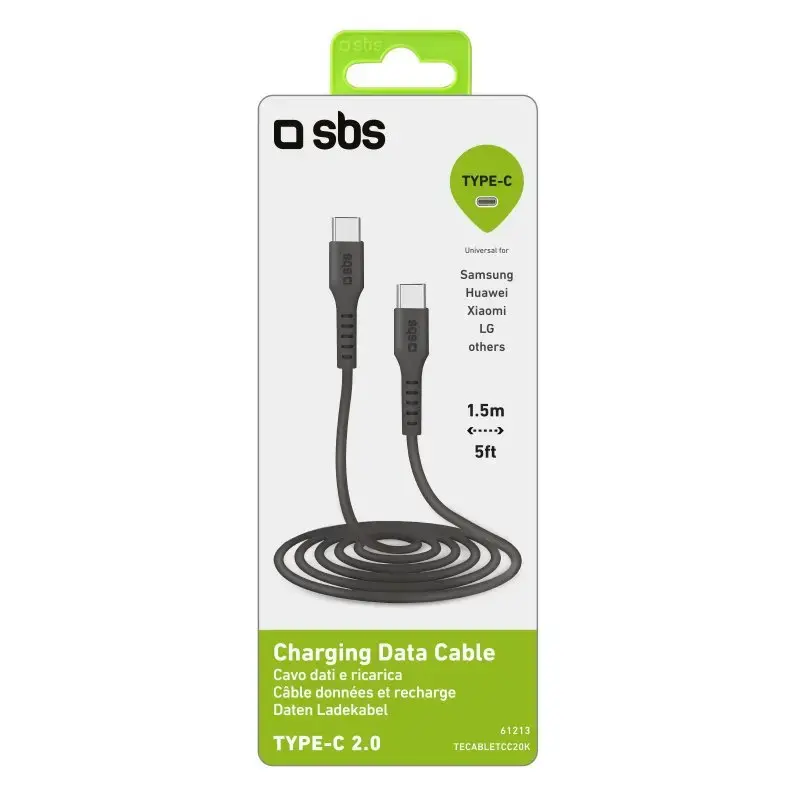 USB-C į USB-C kabelis SBS Mobile TECABLETCC20K 1,5 m, USB 2.0, juodas