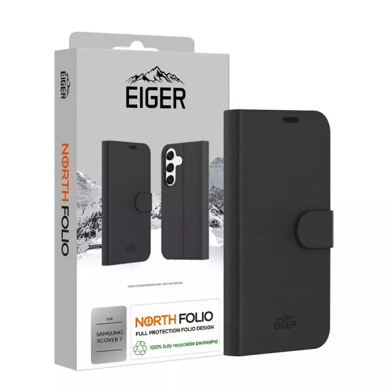 Piniginės tipo dėklas EIGER EGCA00591 skirtas Samsung Galaxy Xcover7 16,8 cm juodas