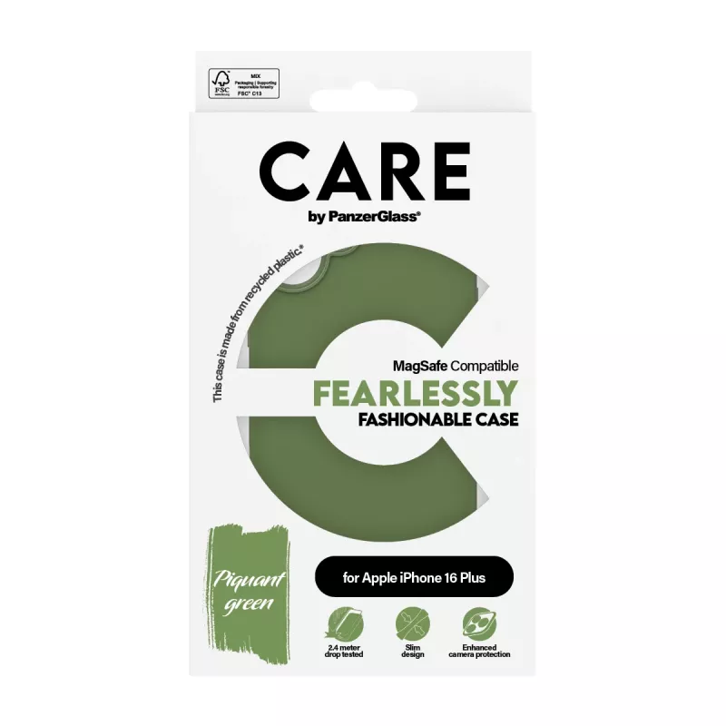 PanzerGlass CARE™ by ® dėklas Green su MagSafe, skirtas iPhone 16 Plus, dangtelis, Apple, Apple - iPhone 16 Plus, žalias