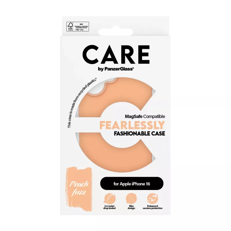 Dėklas PanzerGlass CARE by ® madingas dėklas Peachy su MagSafe iPhone 16 Skaidrus