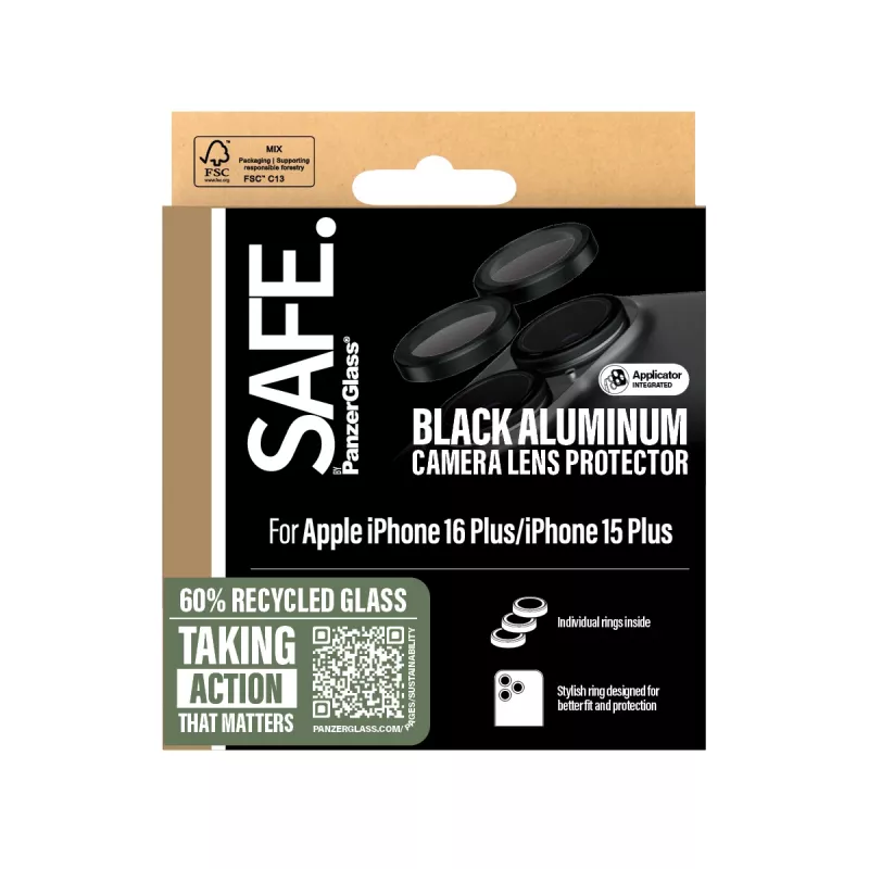PanzerGlass SAFE. by ® kameros objektyvo apsauga juoda iPhone 16 | 16 Plus