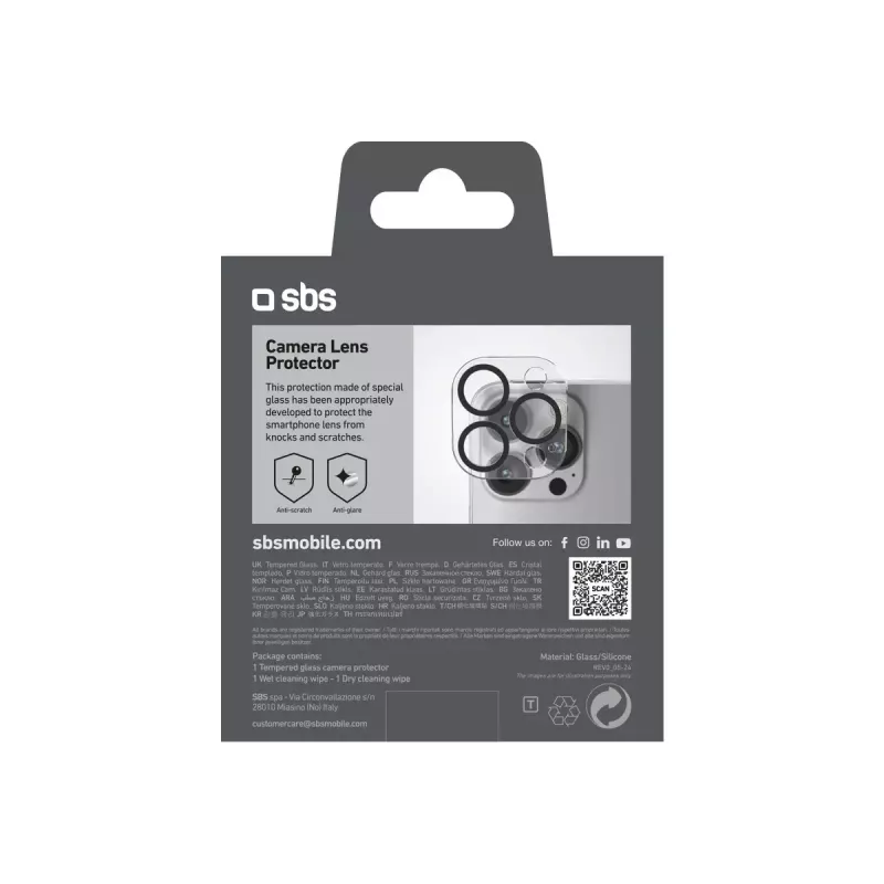Ekrano ir fotoaparato lęšių apsauga SBS TECAMGLIP16PK, skirta iPhone 16 Pro/Pro Max, atspari įbrėžimams, skaidri