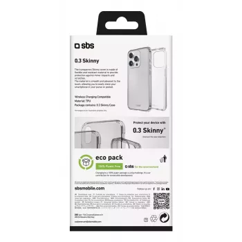 Mobiliojo telefono dėklas SBS TESKINIP1661PT, skirtas iPhone 16 Pro, 16 cm, permatomas