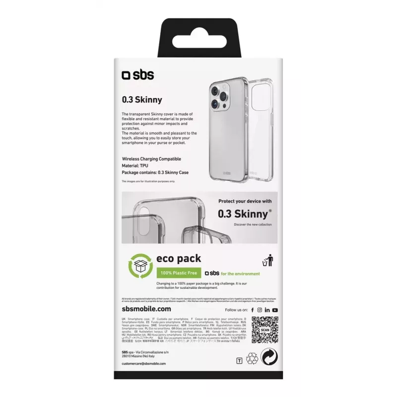 Mobiliojo telefono dėklas SBS TESKINIP1661PT, skirtas iPhone 16 Pro, 16 cm, permatomas
