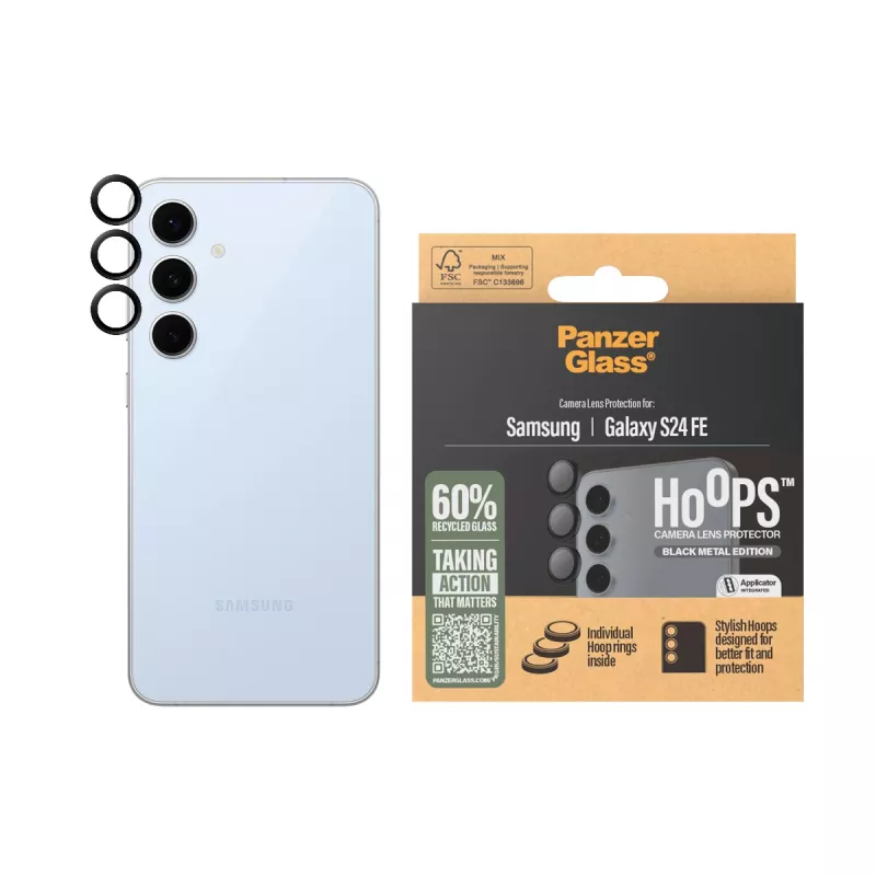 PanzerGlass ® Hoops® kameros objektyvo apsauga, juoda, Samsung Galaxy S24 FE