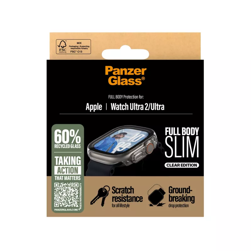 PanzerGlass ® Dėklas Full Body plonas Transparent Apple Watch Ultra 3 | Ultra 2 | Ultra | 49mm