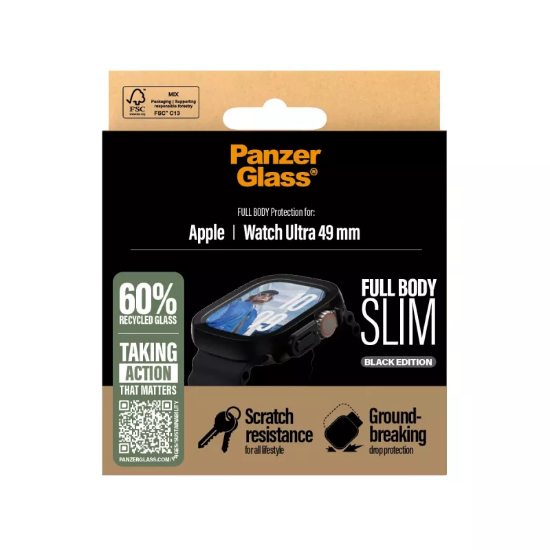 PanzerGlass® Dėklas Full Body plonas Juoda Apple Watch Ultra 3 | Ultra 2 | Ultra | 49 mm