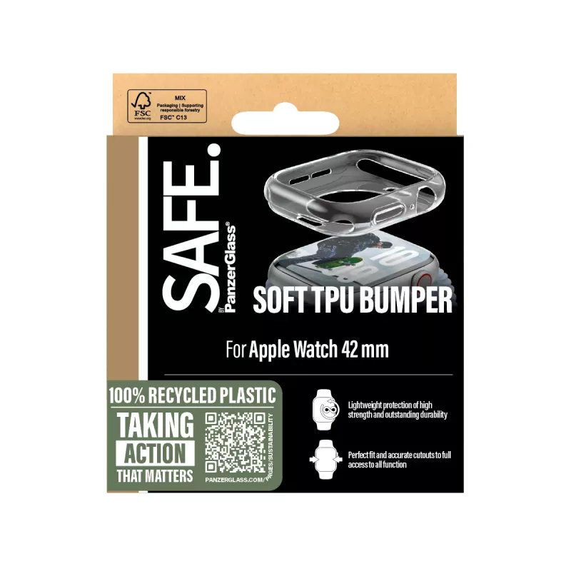 PanzerGlass SAFE. by ® TPU buferis permatomas Apple Watch Series 11 | 10 | 42mm