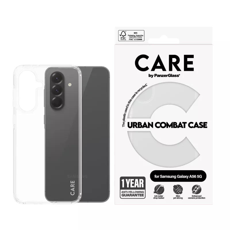“PanzerGlass CARE™ by ® Urban Combat” dėklas, permatomas, skirtas “Samsung Galaxy A56 5G”