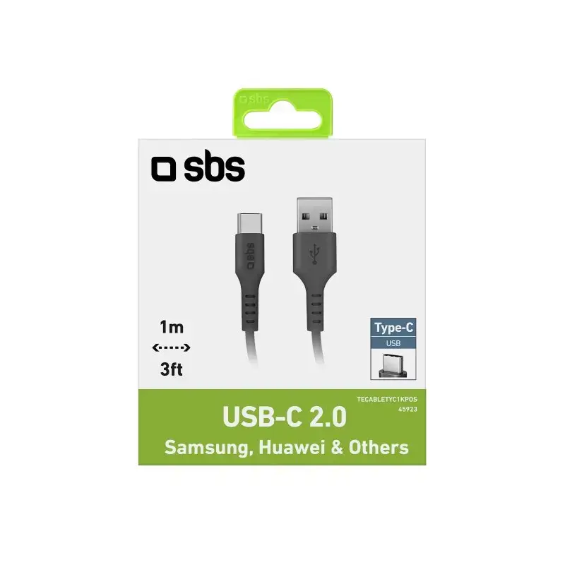 USB kabelis SBS Mobile TECABLETYC1KPOS — USB A į USB C, USB 2.0, 1 m, juodas
