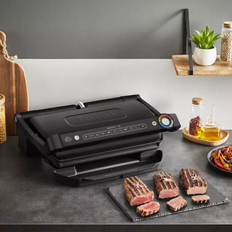 Kontaktinis grilis Tefal Optigrill+ XL GC727810 2000W, stačiakampis, reguliuojamas termostatas, juoda, 445×365×175mm