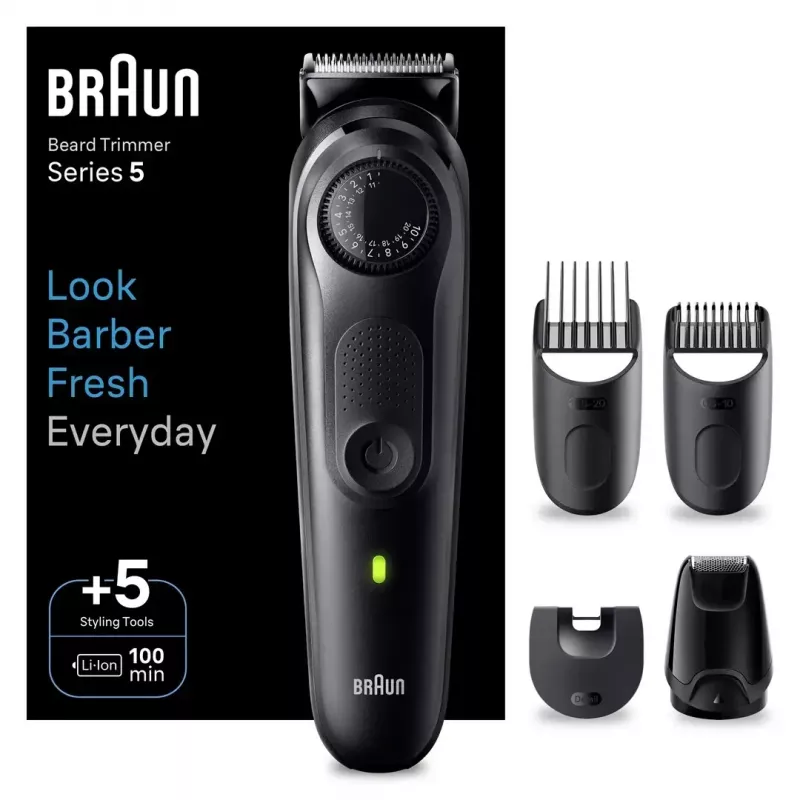 ”Braun BeardTrimmer 5“ 80708197 barzdaskutė Baterija 40 2 cm Juoda