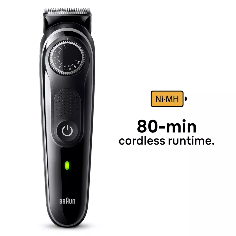Braun BeardTrimmer 3 Barzdaskutė 3 BT3440, plaunama, baterija, juoda