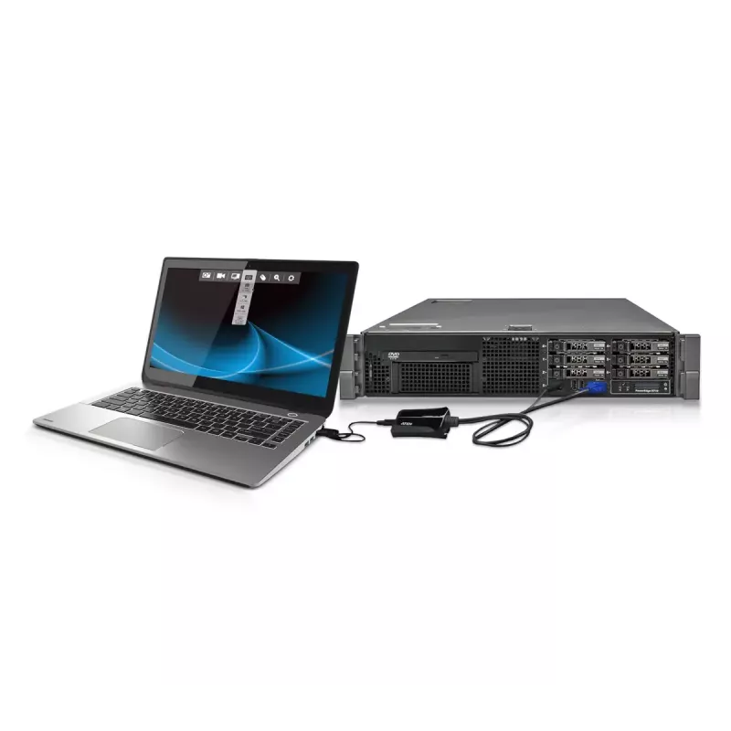 ATEN CV211 nešiojamojo kompiuterio USB KVM konsolės avarinio vežimėlio adapteris