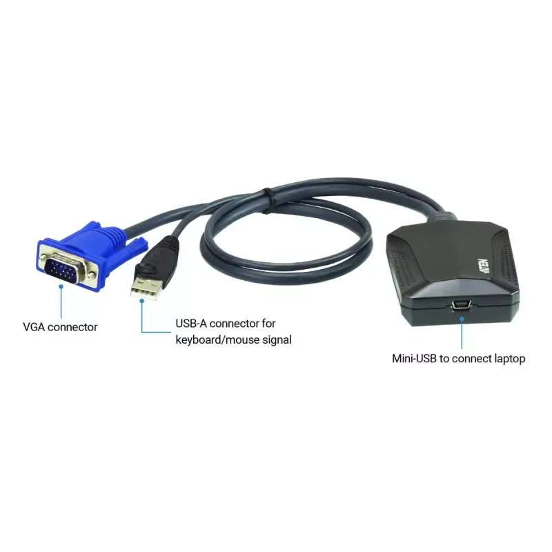 ATEN CV211 nešiojamojo kompiuterio USB KVM konsolės avarinio vežimėlio adapteris