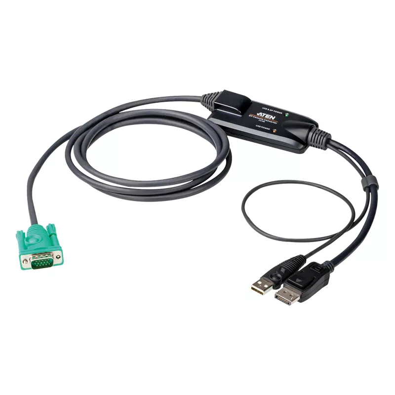 ATEN DisplayPort konsolės keitiklis, 1,8 m, USB, DisplayPort, juodas, USB A tipo + DisplayPort, SPHD-15
