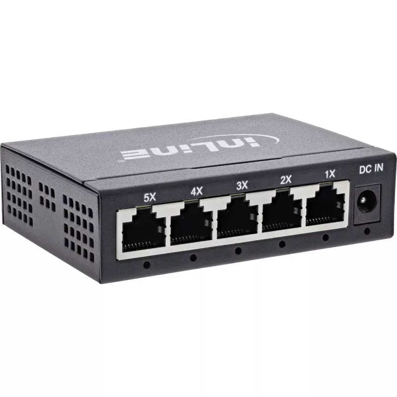 InLine Gigabit tinklo komutatorius 5 prievadų, 1Gb/s, stalinis, metalinis korpusas, be ventiliatoriaus
