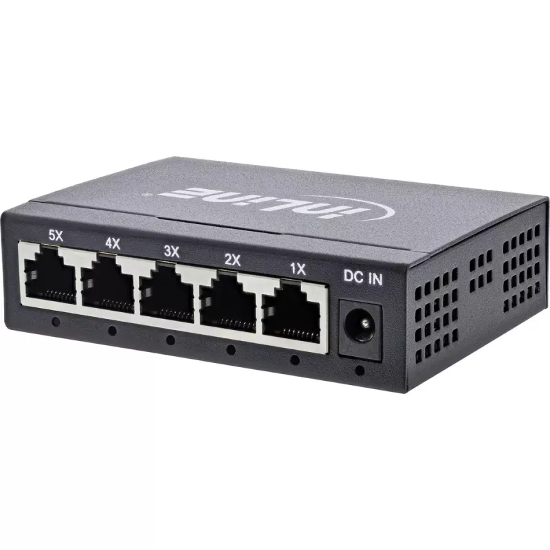 InLine Gigabit tinklo komutatorius 5 prievadų, 1Gb/s, stalinis, metalinis korpusas, be ventiliatoriaus