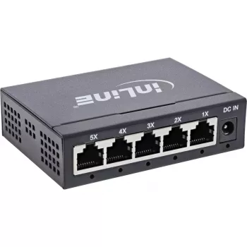 InLine Gigabit tinklo komutatorius 5 prievadų, 1Gb/s, stalinis, metalinis korpusas, be ventiliatoriaus