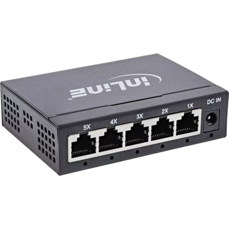 InLine Gigabit tinklo komutatorius 5 prievadų, 1Gb/s, stalinis, metalinis korpusas, be ventiliatoriaus