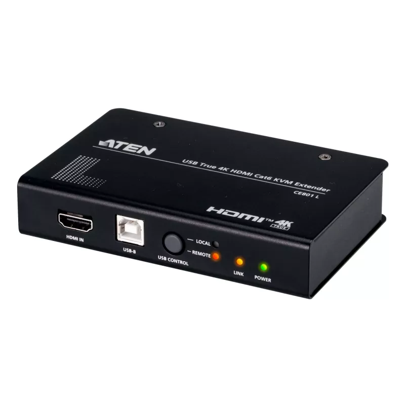 AV KVM prailgintuvas ATEN CE801 — USB True 4K HDMI per Cat6 (4K @ 70 m / FHD @ 100 m), HDMI ir USB Type-A, juodas