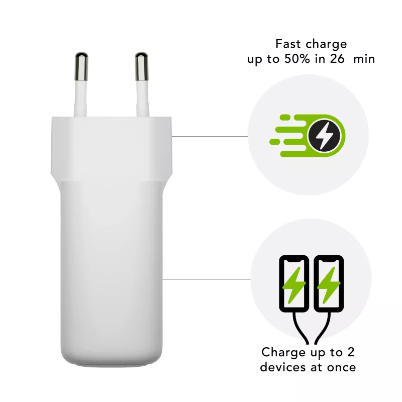 dbramante1928 re-charge Pro - EU sieninis įkroviklis - 2x USB-C 30W - W