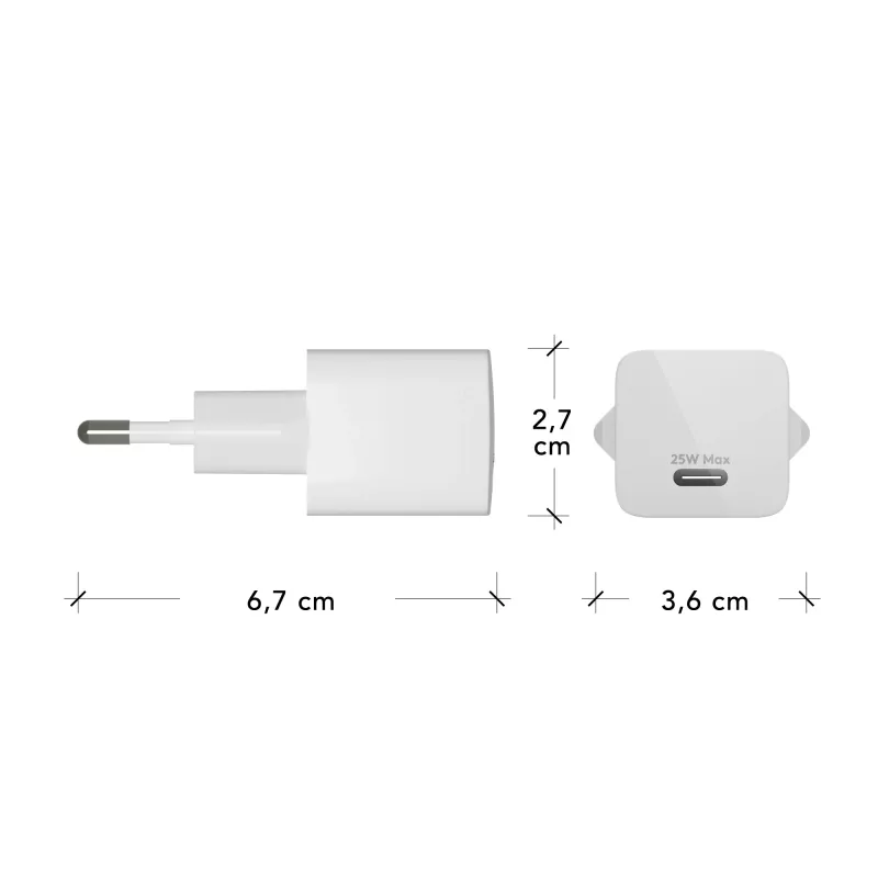 dbramante1928 re-charge Pro - EU sieninis įkroviklis USB-C 25W - W, Vidaus, AC, Balta