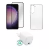 „eSTUFF“ įkroviklio rinkinys, skirtas „Samsung Galaxy S23“ – patalpų kintamosios srovės mobiliojo telefono įkroviklis, permatomas ir baltas, 0,094 kg