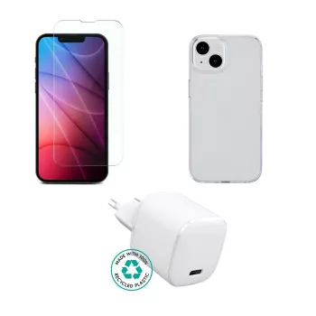 Mobiliojo įrenginio įkroviklis eSTUFF ES-KIT-IPH14 USB Type-C vidaus AC permatomas baltas