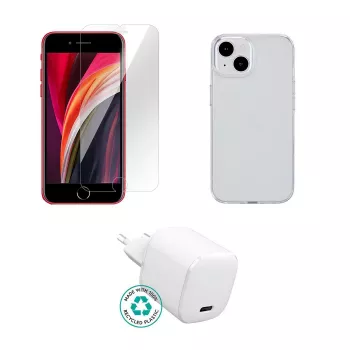 Mobiliojo įrenginio įkroviklis eSTUFF ES-KIT-IPHSE(2022) Vidinis AC Skaidrus Baltas USB Type-C