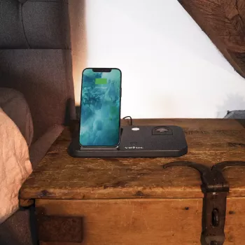 Veho DS-7 Qi belaidė daugiafunkcė įkrovimo stotelė, sidabrinė, USB Type-C, 10 W