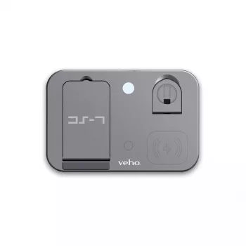 Veho DS-7 Qi belaidė daugiafunkcė įkrovimo stotelė, sidabrinė, USB Type-C, 10 W