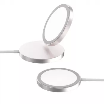 eSTUFF Magnetinis belaidis įkroviklis su USB-C laidu, vidaus, AC, 12 V, belaidis įkrovimas, 1.2 m, aliuminis, balta
