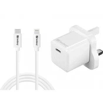 USB-C įkroviklis SANDBERG 441-64 20W UK kištukas — greitas USB Power Delivery įkrovimas