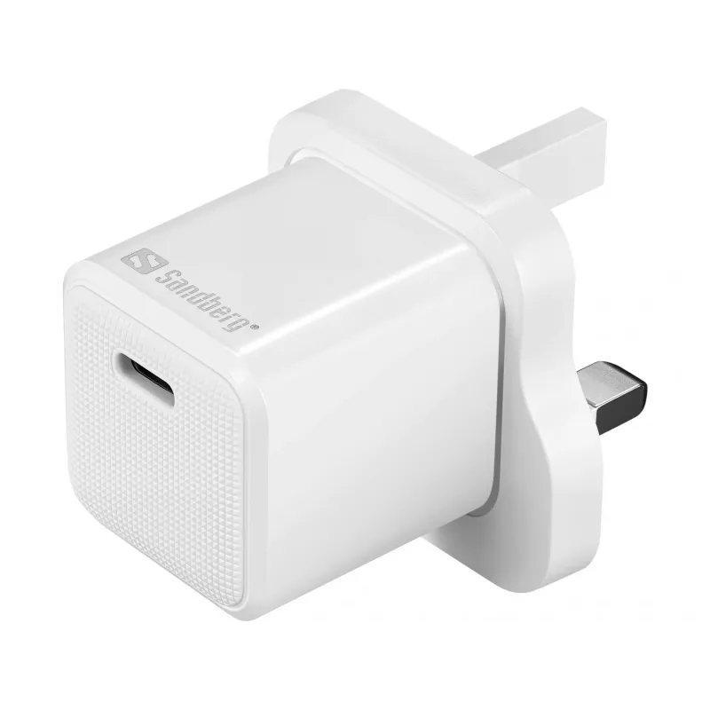 USB-C įkroviklis SANDBERG 441-64 20W UK kištukas — greitas USB Power Delivery įkrovimas