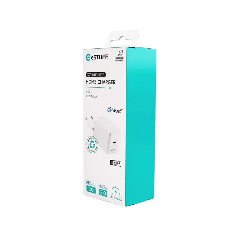 eSTUFF INFINITE ES637046 USB-C įkroviklis EU PD 45W GaN