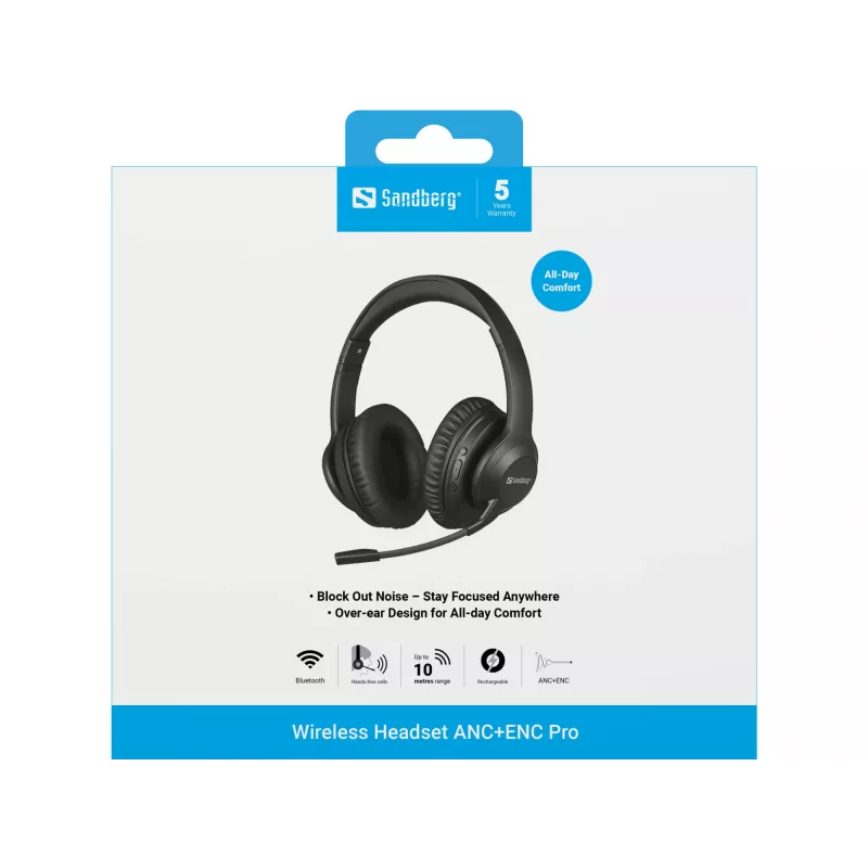 Headset Sandberg belaidėms ausinėms ANC+ENC Pro