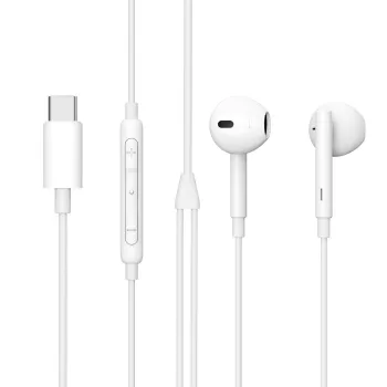 Laidinės į ausis įdedamos ausinės Lenovo ES652200-BULK — USB Type-C, 1,2 m laidas, baltos, skambučiams ir muzikai