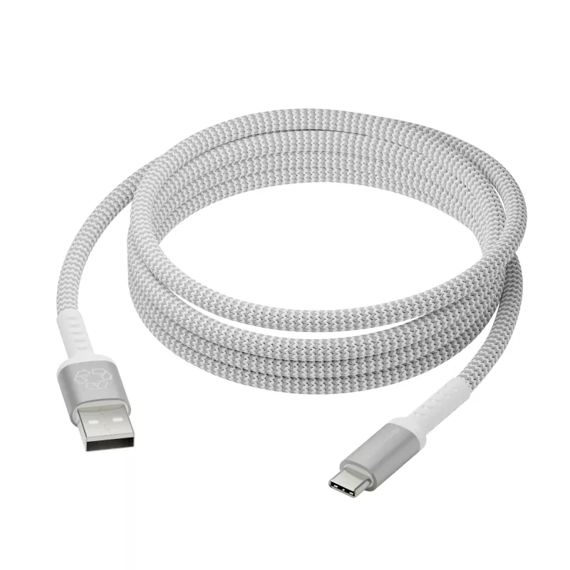 USB-A į USB-C duomenų kabelis d bramante re-charge Pro BRD kabelis 2,5 m, USB 2.0, baltas