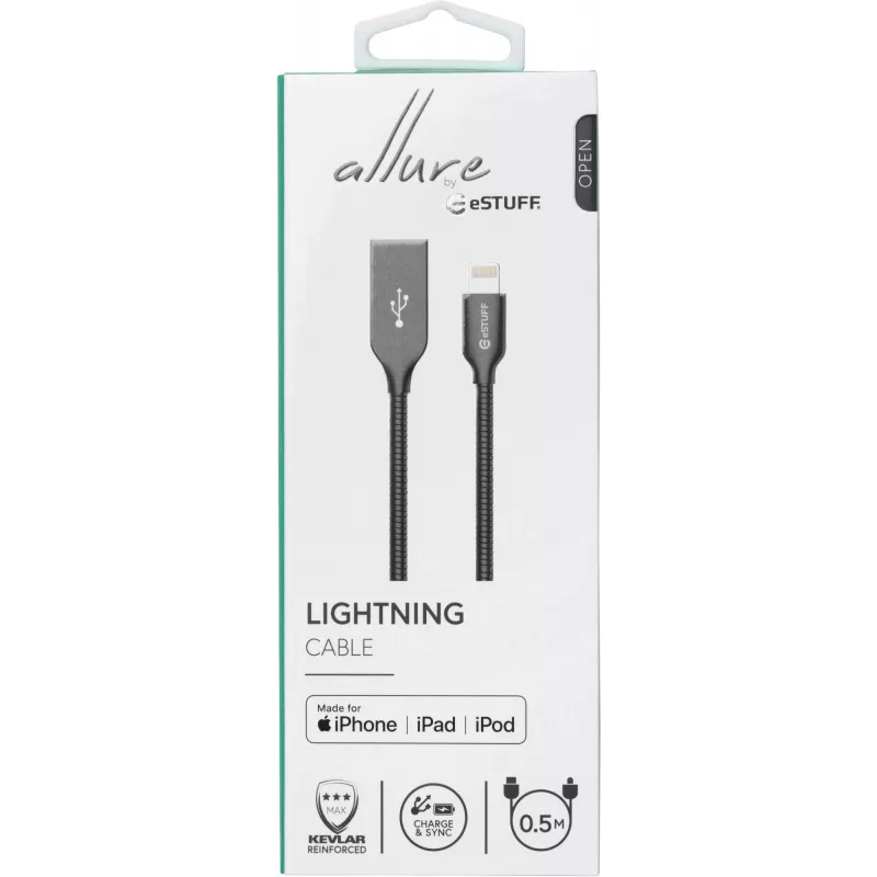 eSTUFF ES601065 „Lightning“ laidas 0,5 m Pilka