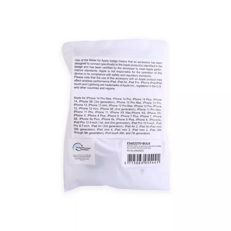 Lightning laidas eSTUFF ES602370-BULK 3 m USB-C 2,4 A