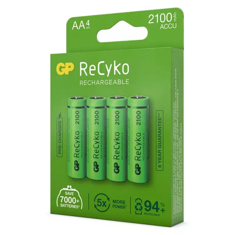 Įkraunama baterija GP baterijos ReCyko+ 2100mAh 4 vnt. AA NiMH