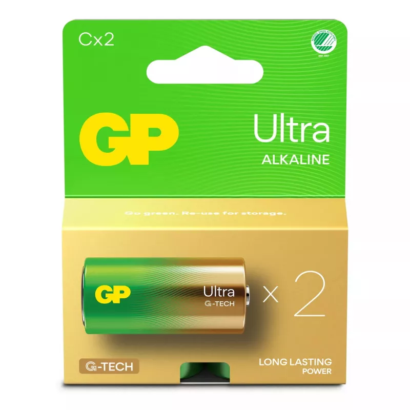 Vienkartinė baterija GP Batteries Ultra Alkaline GP14AU C LR14 10 metų saugojimo laikas