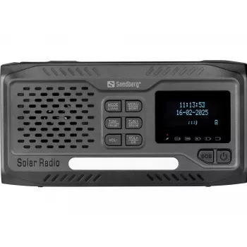 Nešiojamasis radijas SANDBERG Survivor DAB Radio All-in-1 4500 — DAB+/FM, 87,5–108 MHz, 3 W RMS, USB-A ir USB-C, 4500 mAh baterija