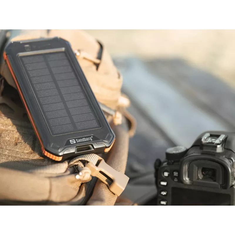 Išorinė baterija Sandberg 3in1 Solar Powerbank 10000 10000 mAh 2A juoda