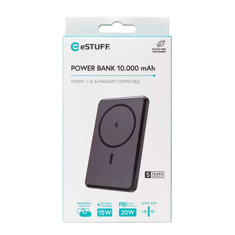 eSTUFF ES641101 išorinė baterija 10000 mAh Belaidis įkrovimas Juoda