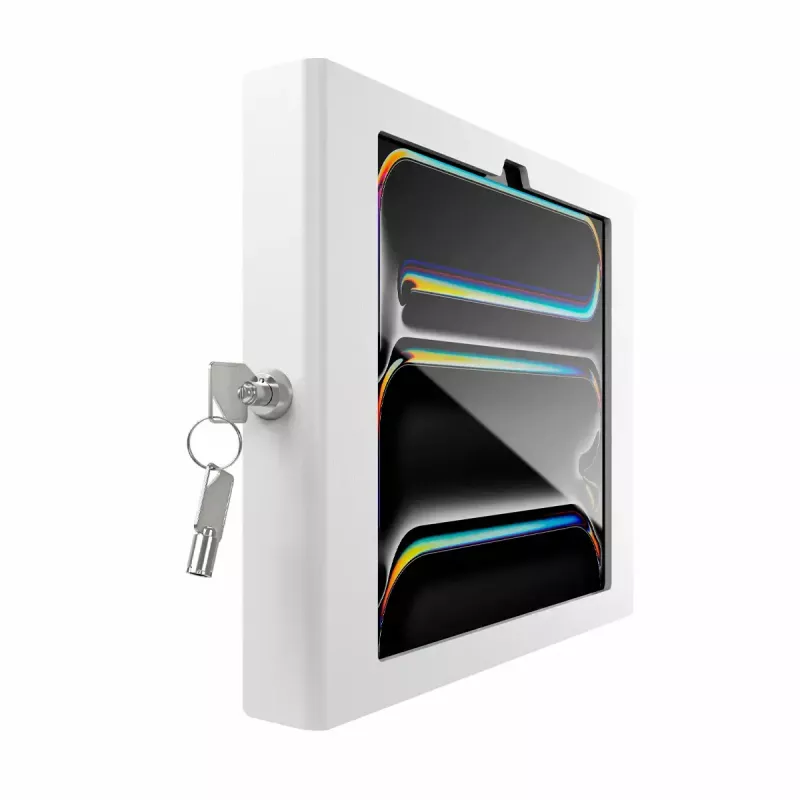 Prie sienos tvirtinama apsauginė dėžė, skirta iPad Pro 11 col. – Maclocks Compulocks Apex, skirta M4 ir M5, balta, su 2 raktais