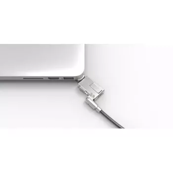 Kabelio spyna Compulocks MBA11BRW — raktinė spyna, aliuminio korpusas, nerūdijančio plieno kabelis, sidabrinė